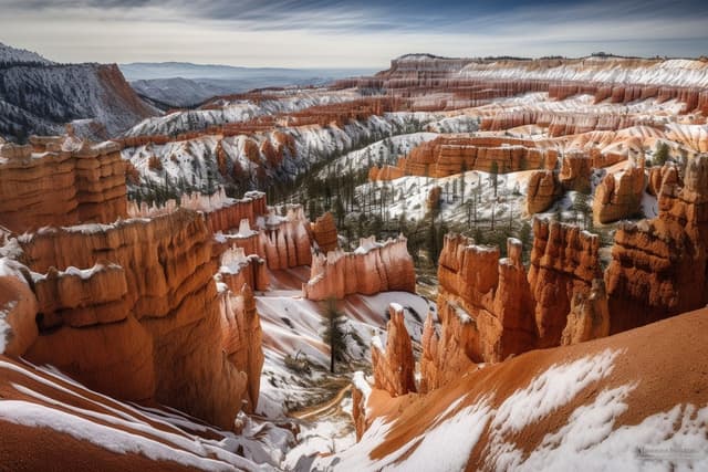 Bryce Canyon National Park in Utah with snow